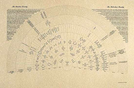 Elegant Genealogy Chart with 2 Last Name Origin & Descendants